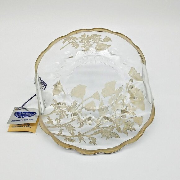 Silver City Glass Sterling Crystal Double-Handle Dish NWT - Picture 6 of 8